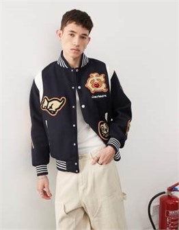 Куртка ICECREAM в студенческом стиле из плотной ткани с воротником в бейсбольной форме и боковыми карманами 11170470