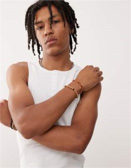 Мужская майка COLLUSION Henley белого цвета с круглым вырезом и частичной застежкой в молодёжном стиле 11230747