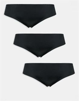 Бразильские трусики ASOS Curve, черные, упакованные в комплект из трех, с эластичным поясом и кружевной отделкой 11169336