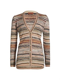 Кардиган Missoni с металлическим блеском, свободным кроем, V-образным вырезом и длинными рукавами 11020640