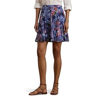 Мини-юбка из принтованного жатого шифона от LAUREN Ralph Lauren с высоким поясом и цветочным узором, 100% переработанный полиэстер 11171114