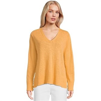 Лонгслив Eileen Fisher с V-образным вырезом из 56% органического льна и 44% органического хлопка 11227360