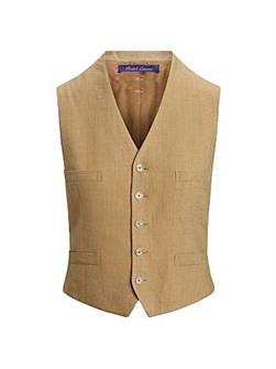 Шелковый льняной жакет Jaden от COLLECTION Ralph Lauren с V-образным вырезом и карманами 11027524