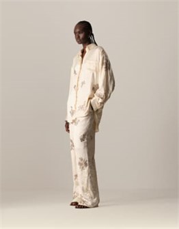 Кремовая креп-сатиновая рубашка с цветочным декором ARRANGE - часть комплекта 11229093