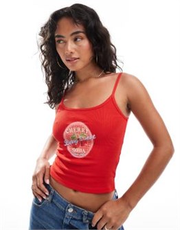 Топ Miss Selfridge в винтажном стиле с графическим принтом черешни, с открытой горловиной и укороченным кроем 11228926