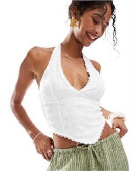 Топ Pull&amp,Bear с завязками, открытой спиной и приталенным силуэтом, идеальный для повседневного стиля 11230636