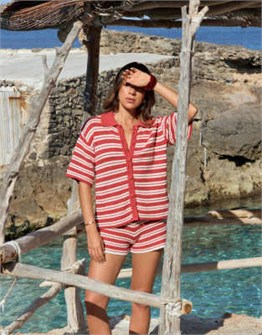 Красно-белая летняя хлопковая рубашка в полоску 4th &amp, Reckless с воротником и пуговицами, коллаборация с Luana Barron 11234226