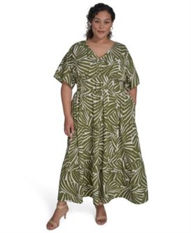 Макси-платье с принтом и V-образным вырезом от Jessica Howard для полных размеров 11027182