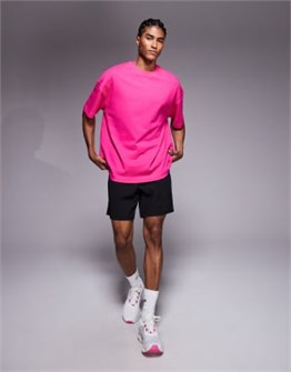 4505 4550 Иконная тяжёлая хлопковая оверсайз-футболка с быстросохнущей отделкой в ярко-розовом цвете 11171134
