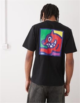 Чёрная футболка ICECREAM с поп-арт принтом «Бегущая собака», короткие рукава 11170468