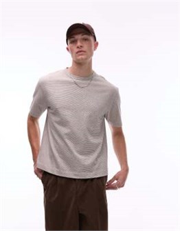 Чуть укороченная футболка в полоску из мягкого дышащего джерси от Topman с коротким рукавом 11178410