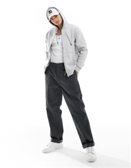 Светло-серый худи на молнии Jack &amp, Jones с капюшоном, длинными рукавами и боковыми карманами 11178061