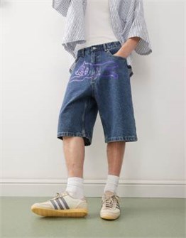 Шорты ICECREAM из темного денима с мешковатым кроем и скрытой застежкой, демисезонные 11170465