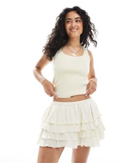 Элегантная юбка Miss Selfridge с завышенной талией и рюшами из легкого вискозного материала 11228921