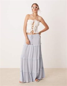 Макси-юбка Miss Selfridge с многослойным дизайном, низкой посадкой и шнурком на талии 11168194