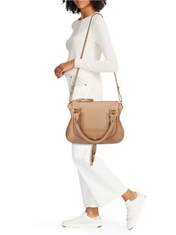 Chloe Кожаная сэтчел-сумка Marcie с верхней молнией, золотистой фурнитурой и двумя ручками 11170675