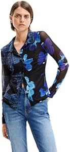 Лонгслив Desigual из переработанного полиэстера с длинными рукавами и кнопочной застежкой 11240633