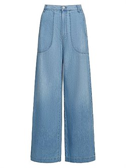 Джинсы TWP изделие из хлопка, Mecox Beach, высокая талия и широкие штанины, США 11011927