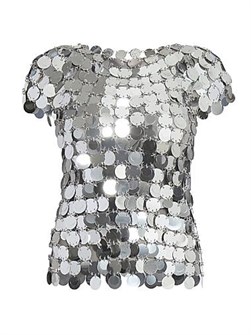 Paco Rabanne Металлический топ с пайетками и круглым вырезом от Rabanne, с короткими рукавами 11166972