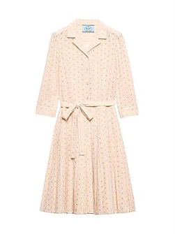 Кружевное платье-рубашка Prada с воротником и вырезом, рукава 3/4, боковая молния 11167535