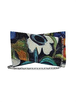 Christian Louboutin Мини-клатч с цветочным креп-сатиновым принтом и стразами, 26 см x 5 см x 14,5 см, производство Италия 11168072