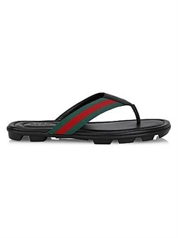 Кожаные сандалии-Web Gucci на рифленой подошве и с полосатым принтом 11168108