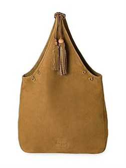 Miu Miu Сумка из замши с ручкой и съемными кисточками, 100% овечья кожа, 38x65x9 см 11167754