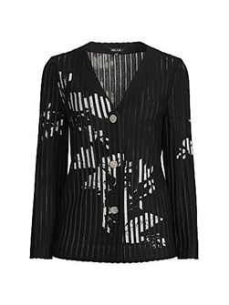Misook Relaxed Sheer Striped Soft Knit Jacket 11166780