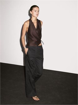 Прямые брюки Massimo Dutti из 100% хлопка средней посадки для комфорта и стиля 11229552