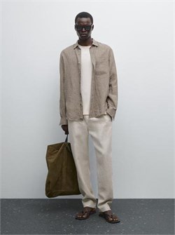 Удлиненные льняные брюки-джоггеры Massimo Dutti для стильного отдыха 11230998