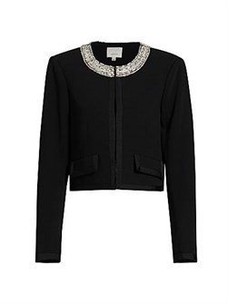 Cinq a Sept Bobby Embellished Crepe Cropped Jacket 11169443