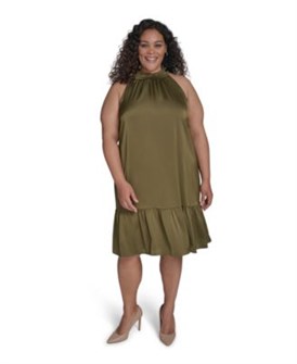 Атласное платье большого размера с высоким воротником A-Line от Vince Camuto 11227941