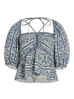 Блузка Sea Arlo из 100% хлопка с короткими рукавами-буфами и квадратным вырезом 11164965