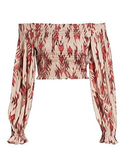 L',Agence Блузка Graciela с резинкой и открытыми плечами, длинными рукавами, 100% полиэстер 11167190