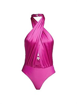 Шелковое боди Steph Crossover от Cami с открытой спиной и стильным халтер-воротником 11164899