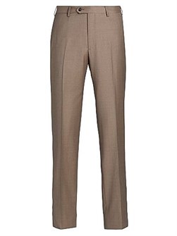 Широкие шерстяные брюки из итальянской ткани Giorgio Armani с плоским передом, карманами и заклепками 11167110