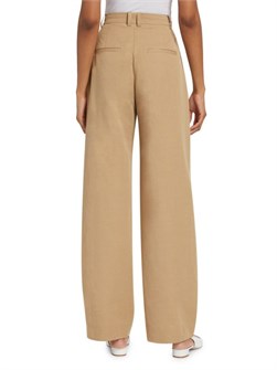 Широкие брюки Vince с завышенной талией и эффектом складок из 48% хлопка, 26% вискозы и 26% льна 11170494