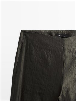 Брюки Massimo Dutti из жаккардовой ткани с завышенной талией, расклешенным кроем и боковой застежкой 11201974