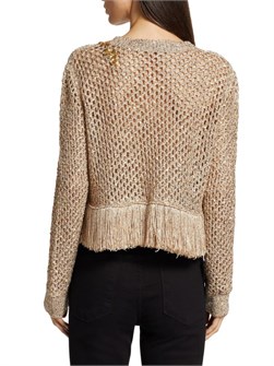 Лонгслив из сетчатого материала Oscar de la Renta с кружевной отделкой и вышивкой, Италия 11178067