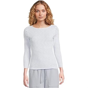 Футболка-пуловер в полоску с круглым вырезом и рукавами 3/4 от Lilla P, 100% хлопок 11227085