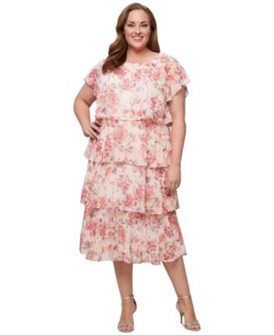 Платье большого размера с цветочным принтом и ярусами, от SL Fashions, длиной 117 см, А-силуэт, с подкладкой 11228436