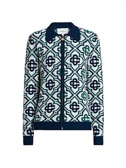 Лонгслив из 98% мериносовой шерсти с передней молнией и монограммным узором Casablanca 11026575