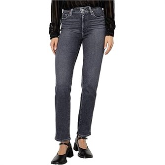 Джинсы Paige Stella Straight из черного денима с прямым кроем и классической застежкой на пять пуговиц 11177425