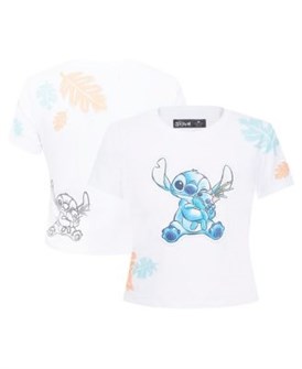 Молодёжная белая футболка с укороченным подолом и круглым вырезом Lilo и Stitch Hold On Tight, бренд Freeze Max 11239275