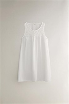 Хлопковая ночная рубашка без рукавов с вышивкой и круглым вырезом, Zara Home 11229615