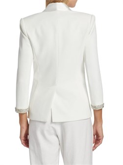 Жакет Argo от Generation Love с атласным шалевым воротником и кристаллическими украшениями, длинными рукавами 11178167