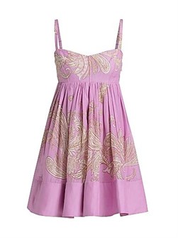 Hemant &amp, Nandita Мини-платье с узором пейсли Jiah, 60% вискоза, 40% лен, открытые плечи, боковая молния 11166120