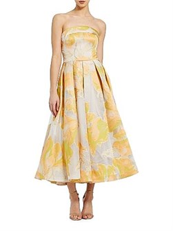 Коктейльное платье без бретелек с цветочным узором из брокада от Mac Duggal, 100% полиэстер, с боковыми карманами 11014757