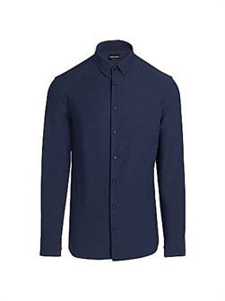 Эластичная спортивная рубашка джерси от Giorgio Armani с классическим воротником и длинными рукавами 11167102