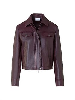 Кожаная куртка в горошек Akris Punto с декоративными карманами и высоким воротником, 100% овечья кожа 11169966